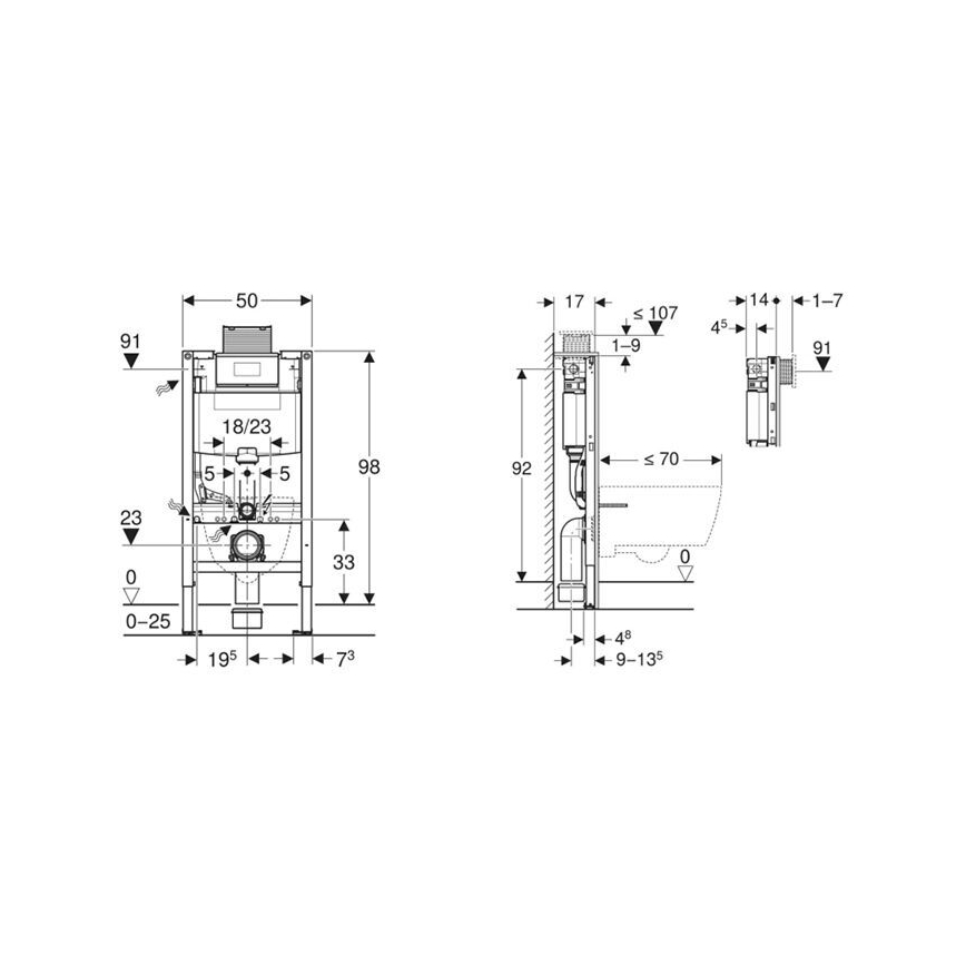 Geberit 111.030.00.2 - Инсталляционный модуль для подвесного унитаза Duofix 98 см