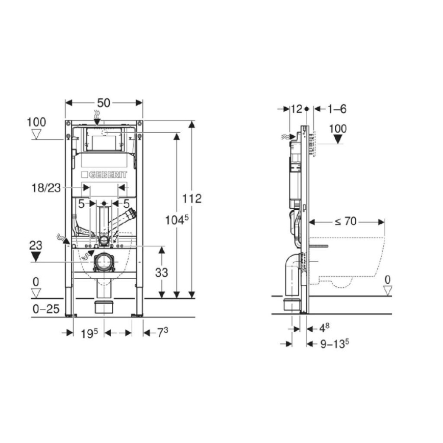 Geberit 111.364.00.6 - Скрытая инсталляция Duofix 112 см для подвесного унитаза