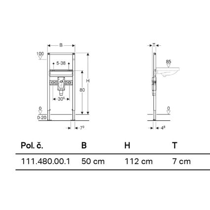 Geberit 111.480.00.1 - Вбудований монтажний модуль Duofix для підвісного умивальника, 112 см