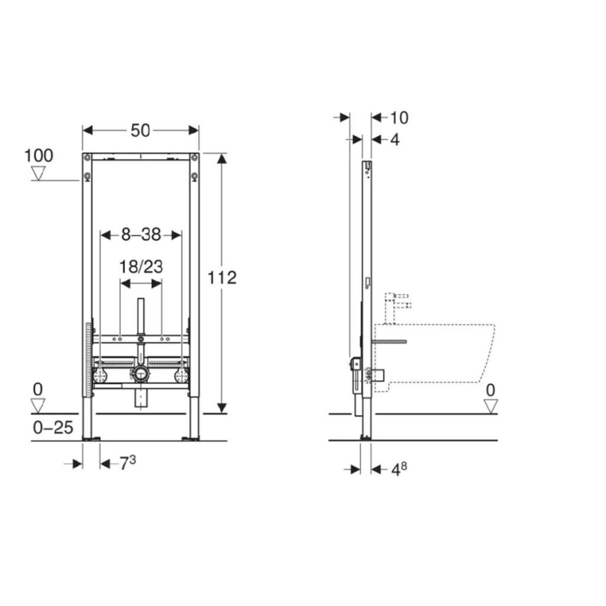 Geberit 111.510.00.2 - Монтажный модуль для биде Duofix 112 см