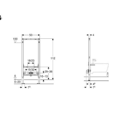 Geberit 111.534.00.2 - Вбудований інсталяційний модуль для підвісного біде Duofix 112 см
