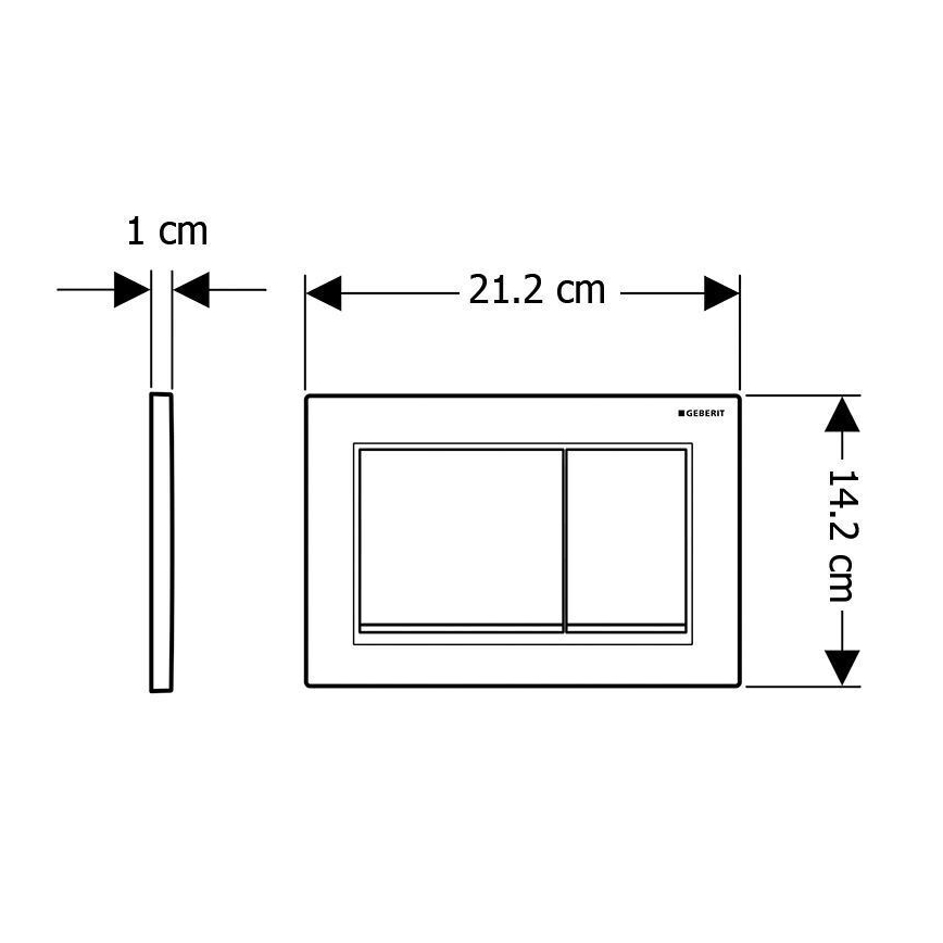 Geberit 115.080.01.1 - змивна клавіша Omega30, 21,2x14,2 см, біла