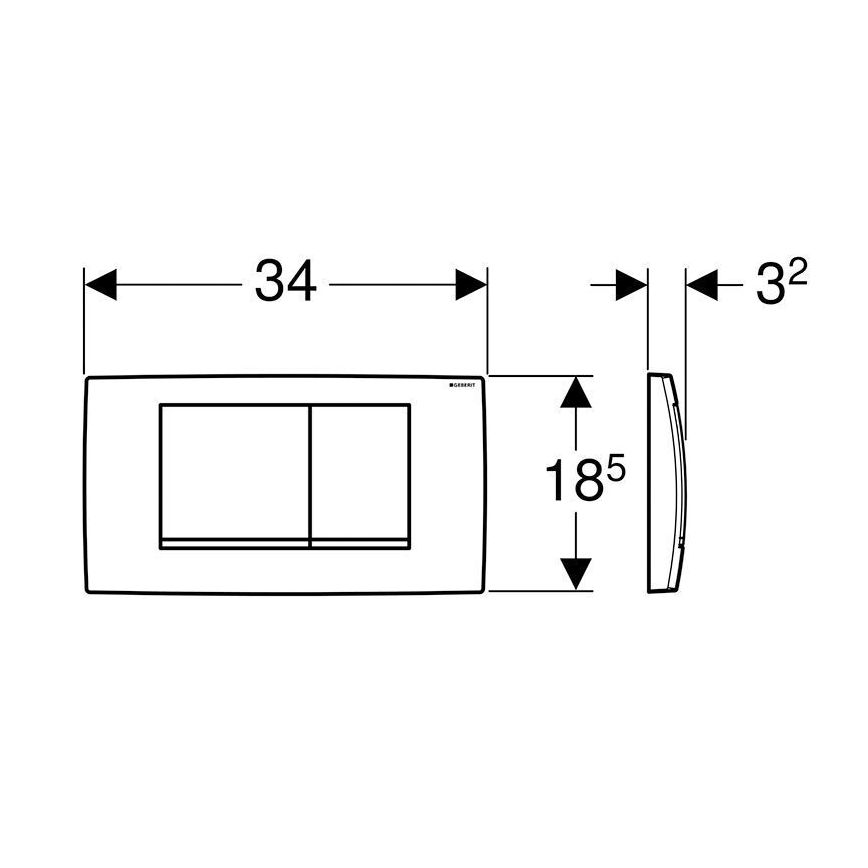 Geberit 115.899.KH.1 - Кнопка змиву Twinline30 34x18,5 cm глянцевий хром/матовий хром