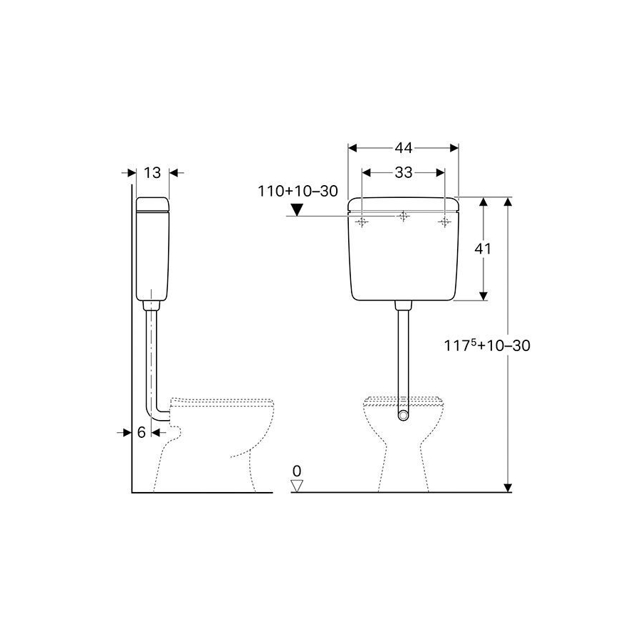 Geberit 127.005.11.1 - Смывной бачок AP127 6/9 л альпийский белый