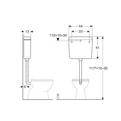 Geberit 127.005.11.1 - Встраиваемый смывной бачок AP127 6/9 л альпийский белый