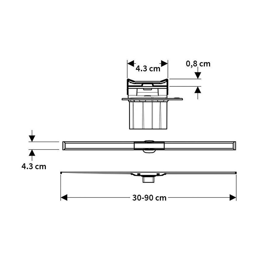 Geberit 154.453.KS.1 - Линейный трап CleanLine 90x0,8 см из нержавеющей стали