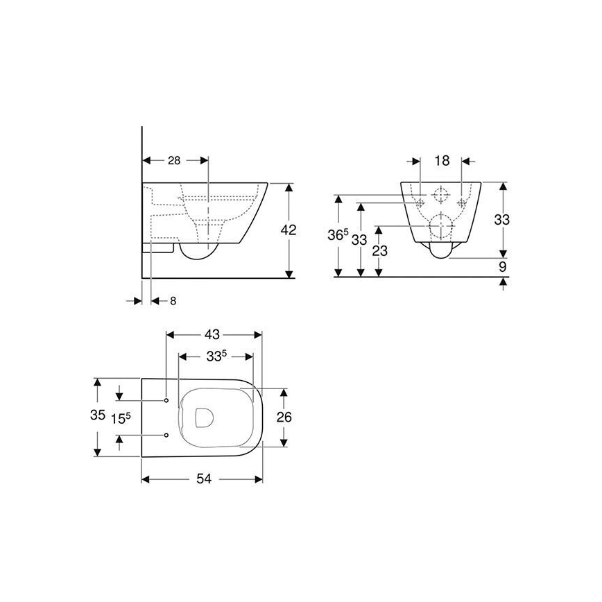 Geberit 500.208.01.1 - Подвесной унитаз Rimfree Smyle Square керамика/белый