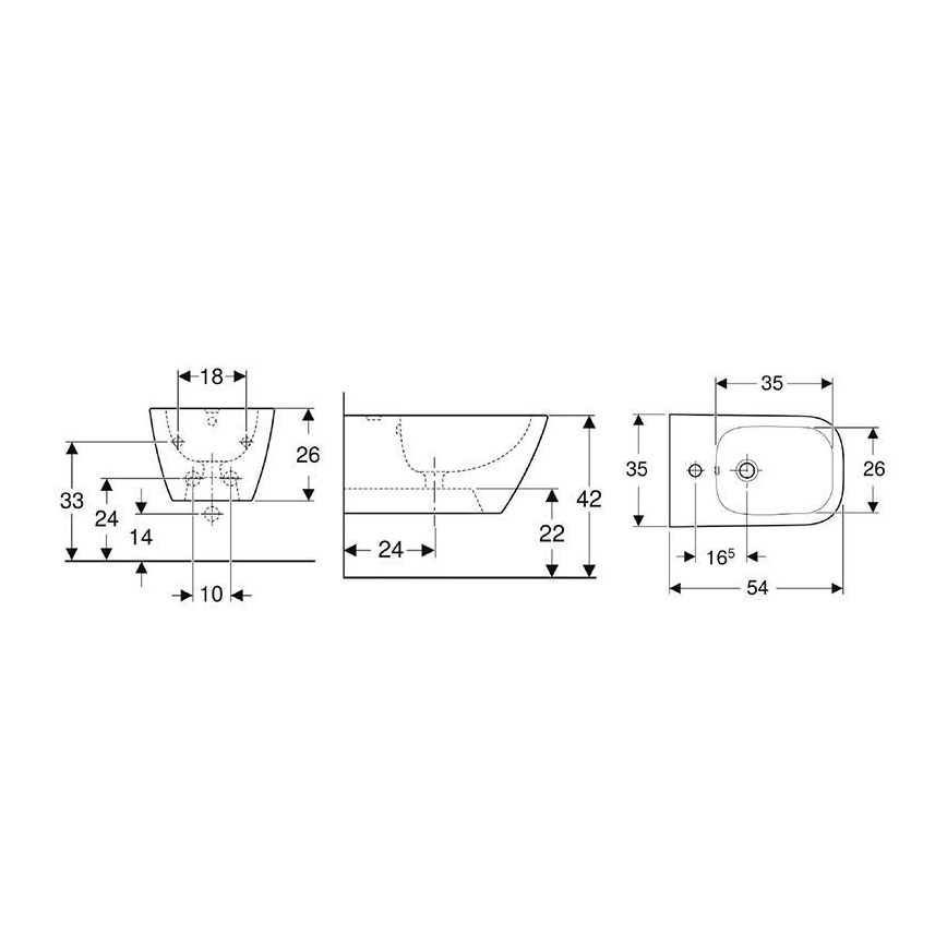 Geberit 500.209.01.1 - Підвісне біде Smyle Square кераміка/біла