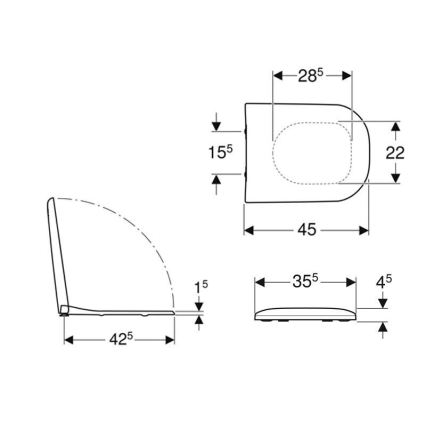 Geberit 500.236.01.1 - Кришка‑сидіння для унітазу SoftClose Smyle, дуропласт/біла