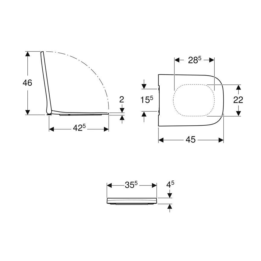 Geberit 500.238.01.1 - Сидіння для унітазу Smyle Square, дуропластове, біле
