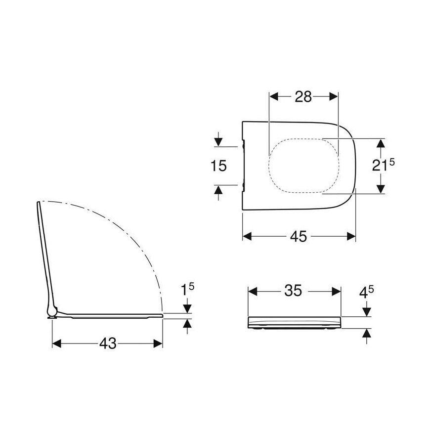 Геберит 500.240.01.1 - Сидіння для унітазу СофтКлоуз Смайл Сквер дуропласт/біле