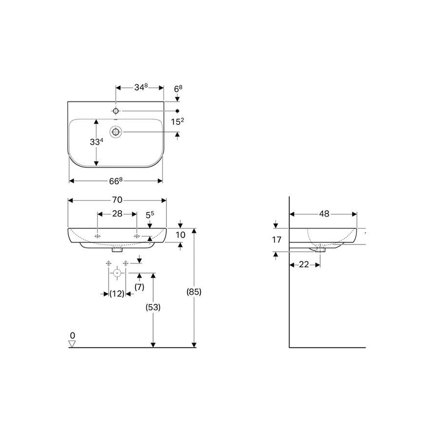 Geberit 500.248.01.1 - Подвесная раковина Smyle 70x48 см керамика/белая