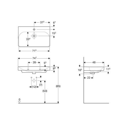 Geberit 500.249.01.1 - Підвісний умивальник Smyle Square 75x48 см кераміка/білий