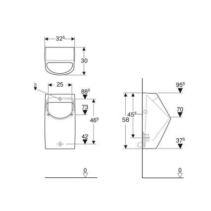 Geberit 500.254.01.1 - Пісуар Smyle зі заднім підведенням і заднім випуском, керамічний, білий