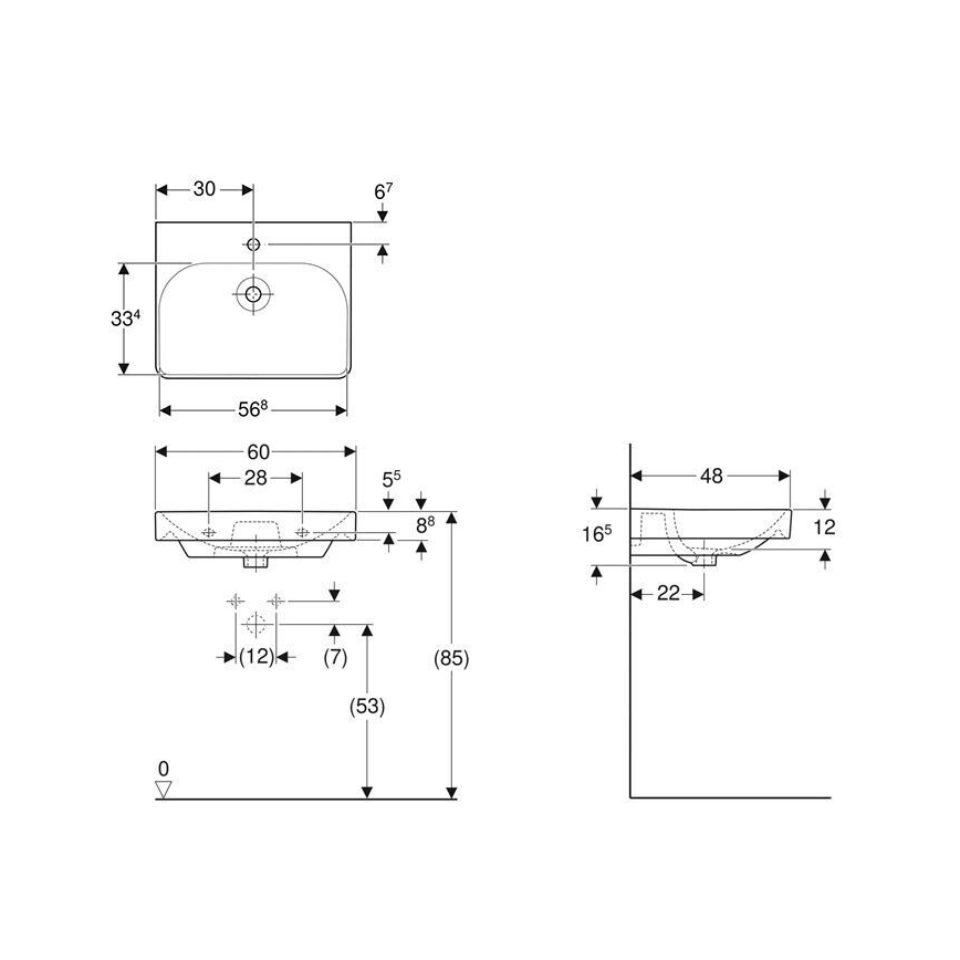 Geberit 501.732.00.1 - Підвісний умивальник Smyle Square 60x48 см кераміка/білий