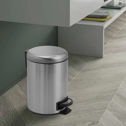 Gedy - Мусорное ведро POTTY 5 л с механизмом плавного закрывания, брашированная нержавеющая сталь