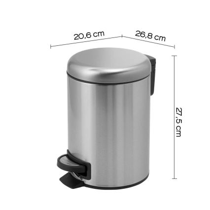 Gedy - Мусорное ведро POTTY 5 л с механизмом плавного закрывания, брашированная нержавеющая сталь