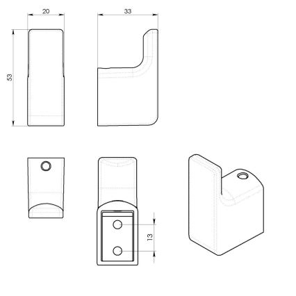 Gedy - НАБІР 2x Настінний гачок PIRENEI матовий чорний