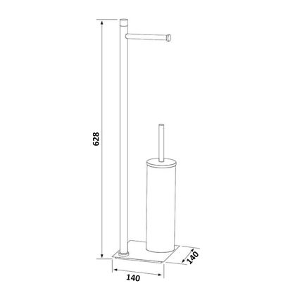 Gedy - Напольная щётка для унитаза с держателем для туалетной бумаги TRILLY матовая чёрная/бамбук