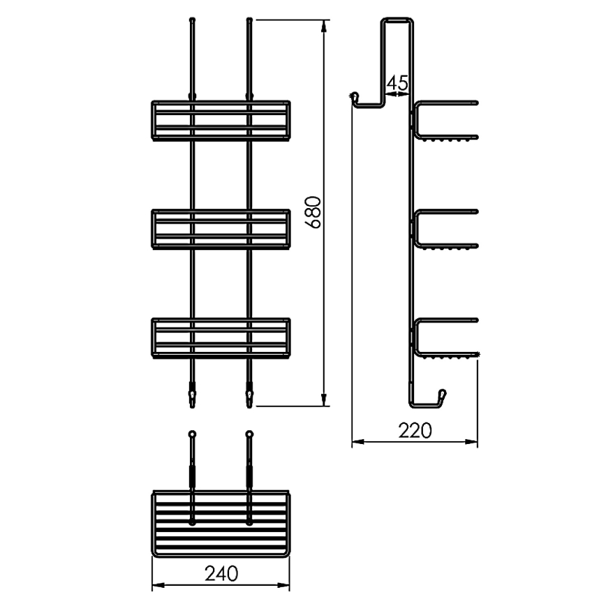 Gedy - Настенная полка для душа CHROM LINE 68x24 cm полированный хром