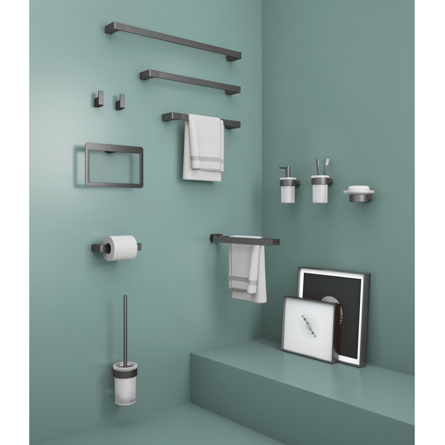 Gedy - Настінна мильниця PIRENEI молочне скло/металічно-сіра