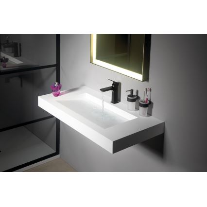 Gedy - Настінний дозатор мила PIRENEI 110 мл матове молочне скло/матова чорна