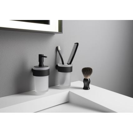 Gedy - Настінний дозатор мила PIRENEI 110 мл матове молочне скло/матова чорна