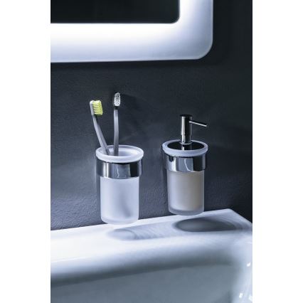 Gedy - Настінний тримач для зубних щіток PIRENEI молочний скло/глянцевий хром
