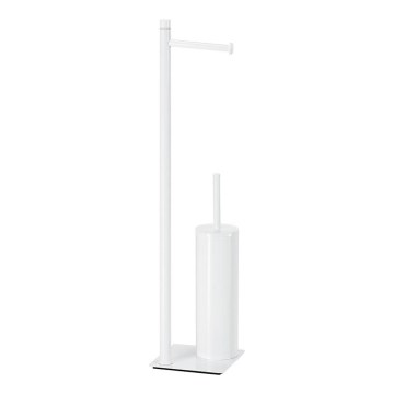 Gedy - Підлогова щітка для унітазу з тримачем для туалетного паперу TRILLY, матово-біла