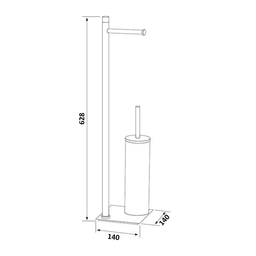 Gedy - Підлогова щітка для унітазу з тримачем для туалетного паперу TRILLY металік-сірий