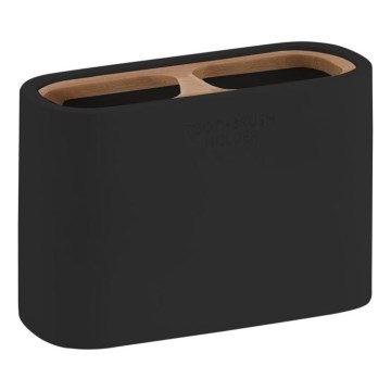 Gedy - Підставка для зубних щіток NINFEA чорний/бамбук