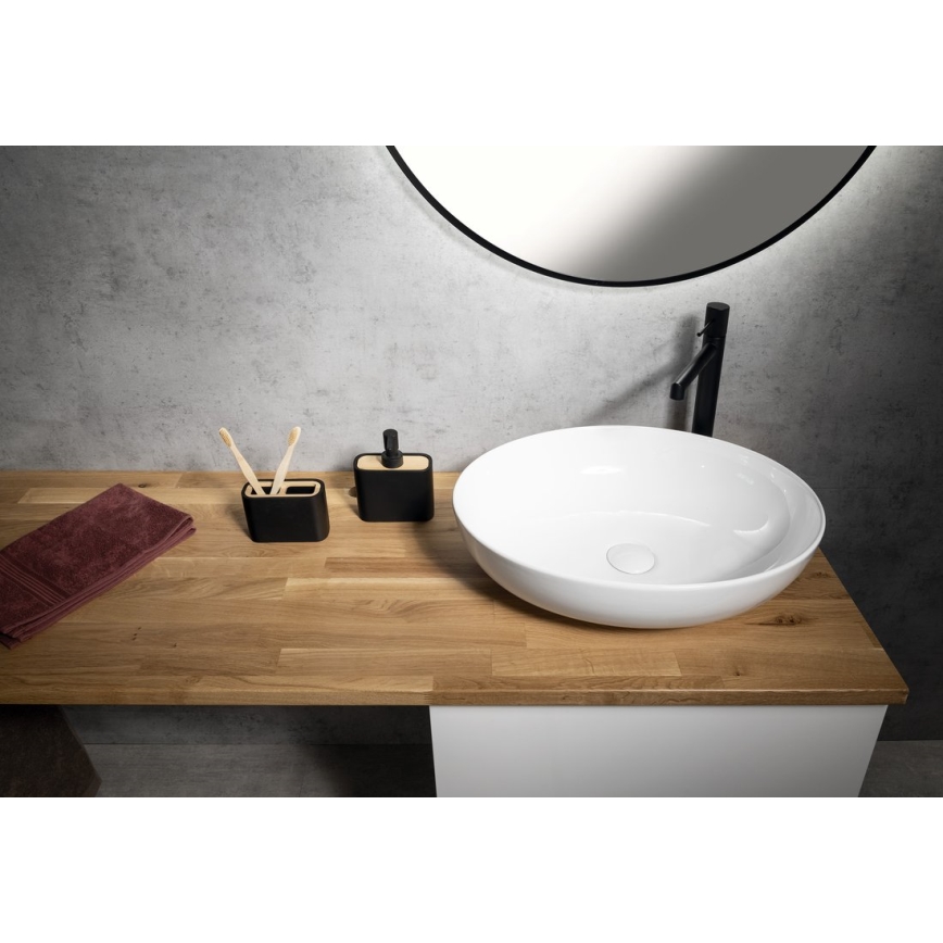 Gedy - Підставка для зубних щіток NINFEA чорний/бамбук