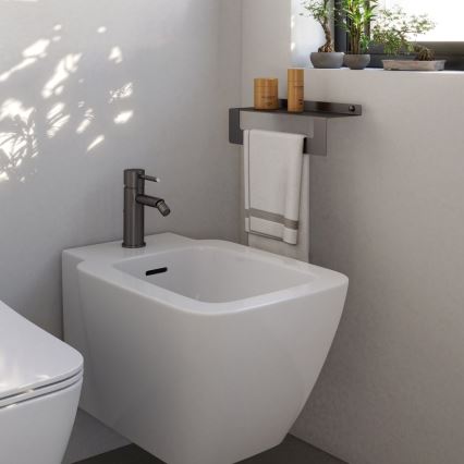 Gedy - Полиця з вішалкою для рушників CLEO 50 см, сірий металік