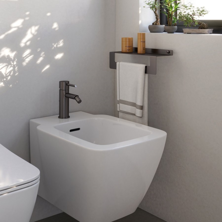 Gedy - Полиця з вішалкою для рушників CLEO 50 см, сірий металік