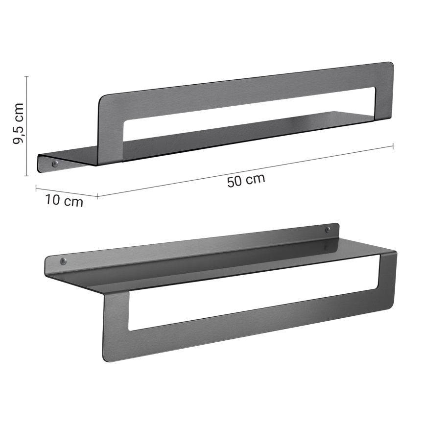 Gedy - Полиця з вішалкою для рушників CLEO 50 см, сірий металік