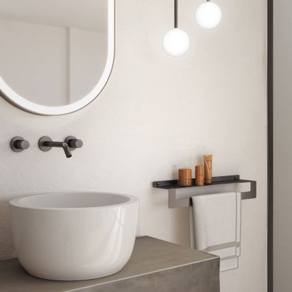 Gedy - полиця з вішаком для рушників CLEO, 30 см, сірий металік