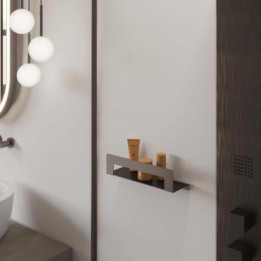 Gedy - полиця з вішаком для рушників CLEO, 30 см, сірий металік