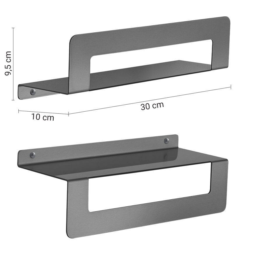 Gedy - полиця з вішаком для рушників CLEO, 30 см, сірий металік