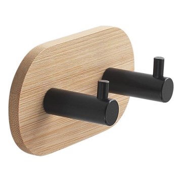 Gedy - Самоклеящаяся настенная вешалка для полотенец HIMALAYA черный/бамбук