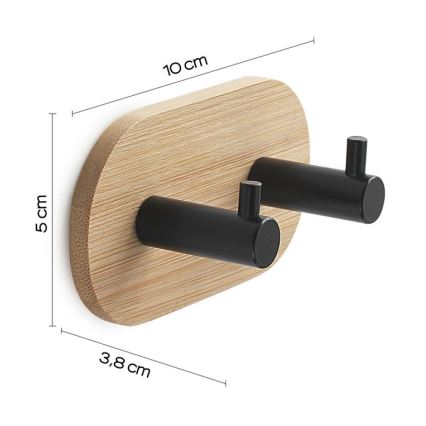 Gedy - Самоклеюча настінна вішалка для рушників HIMALAYA чорний/бамбук