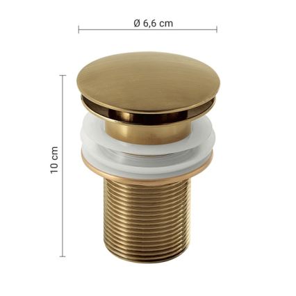 Gedy - Слив для раковины CLICK-CLACK, диаметр 6,6 см, золотой