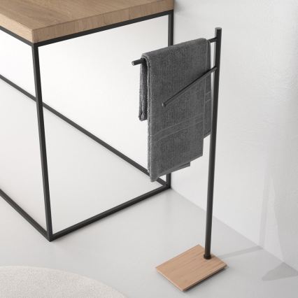 Gedy - Стойка для полотенец TRILLY 83,5 см матовый чёрный/бамбук