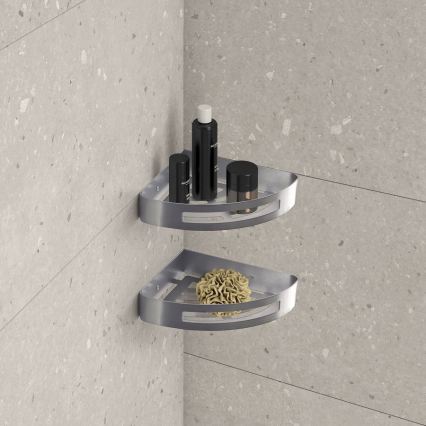 Gedy - Угловая полка для душа SMART 21x4,5 cm, цвет металлик