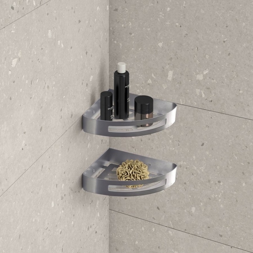 Gedy - Угловая полка для душа SMART 21x4,5 cm, цвет металлик
