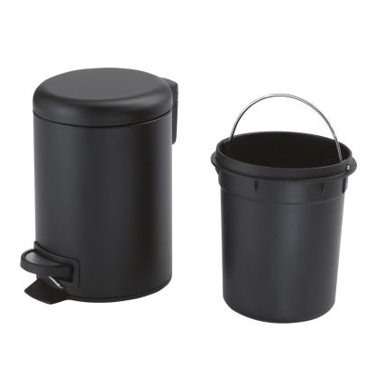 Gedy - Відро для сміття POTTY 5 л, матове чорне, з механізмом м'якого закривання
