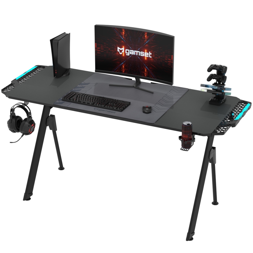 Геймерский стол FALCON со светодиодной RGB-подсветкой 156x60 см черный
