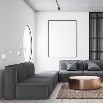 Гибкая настенная лампа LED с USB BASE LED/8W + LED/2W/230V, белая