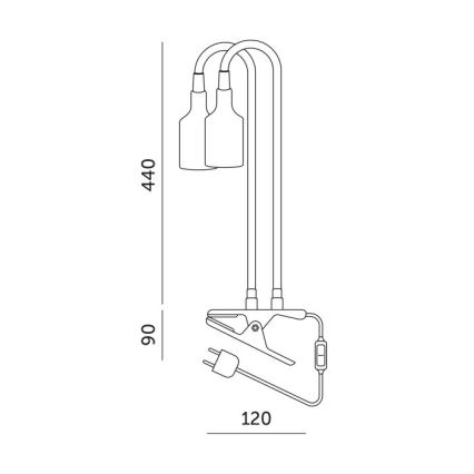 Гибкая настольная лампа с зажимом для выращивания растений PLANTY 2xE27/30W/230V черная