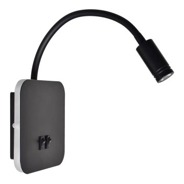 Гибкий настенный светильник LED BASE 1xLED/8W+1xLED/2W/230V черный/серебристый