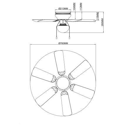 GLOBO - Потолочный вентилятор 1xE27/60W/230V